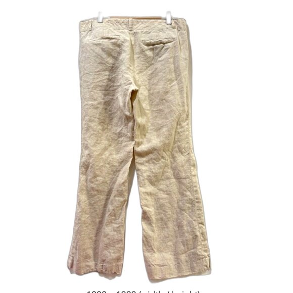 Banana Republic Light Tan Linen Wide Leg Pants Women’s Size 10 - Picture 2 of 7